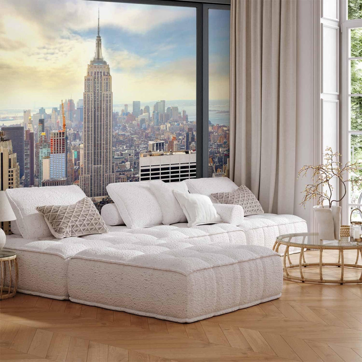 artgeist Wall Mural New York 216x98 in - XXL Non-Woven Corner Wallpaper Fleece Angle Wall Decor Photo Print Picture Image Design Modern City Panorama Window View NYC c-A-0046-a-a
