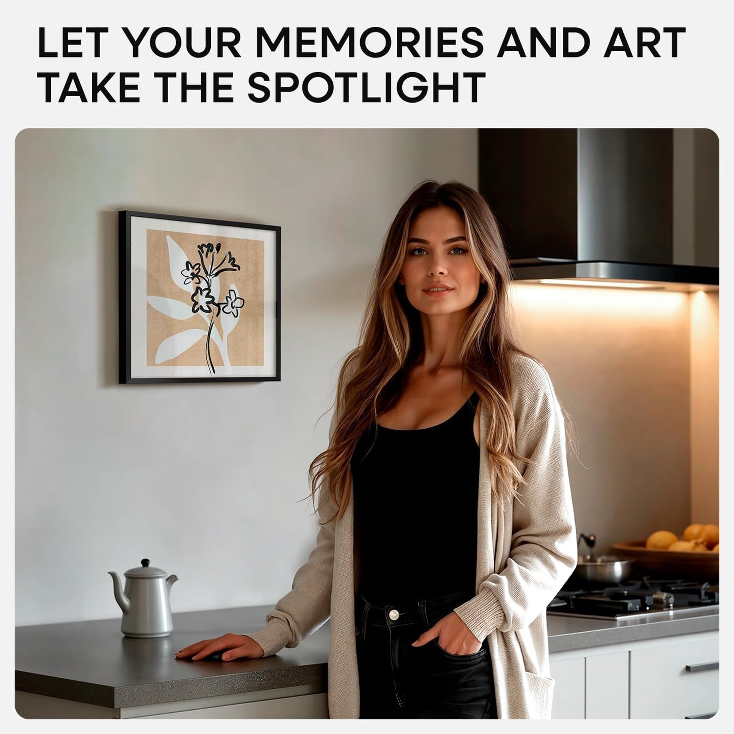 Homeforia 11x11 Picture Frame Black, High End Metal 11 by 11 Square Frames with Mat 9 x 9 Opening, 11by11 Poster Frames Matted to 9x9 inch Photo, Wall Hanging Frame, Tempered Glass, Wall Kit, Set of 1