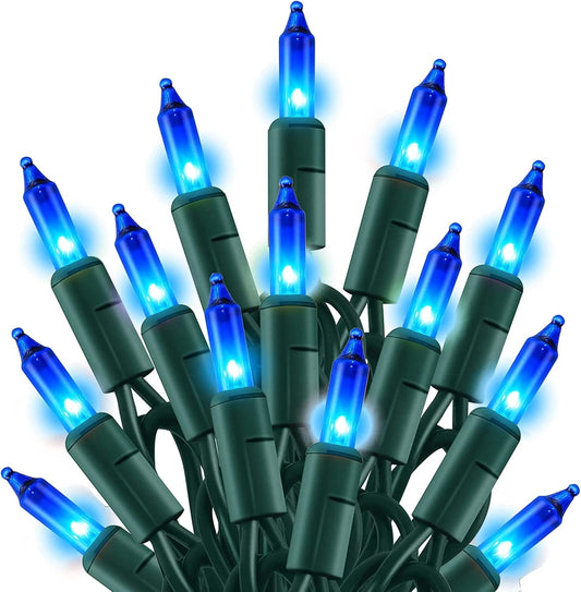 TW SHINE Blue Christmas Lights, 20FT 100 Count Incandescent Christmas Mini Tree String Lights, Waterproof Christmas Decorations for Outdoor Indoor Xmas Patio Home Party Garden Yard Decor