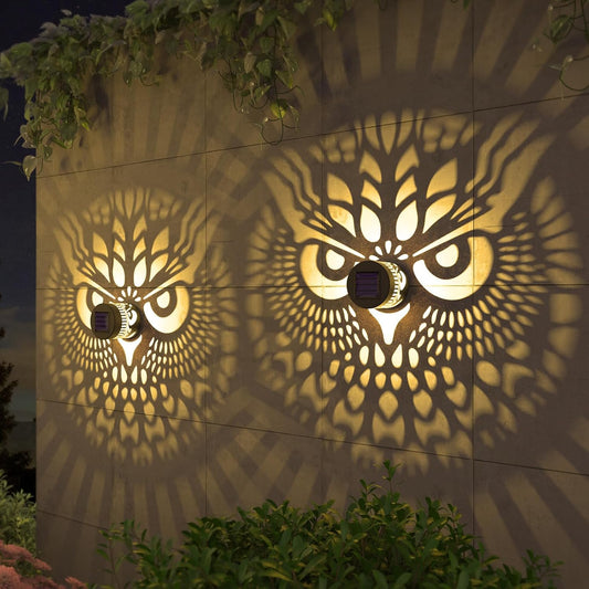 4 Pack Solar Fence Lights Metal Solar Powered Outdoor Wall Deck Step Lights Owl Theme Waterproof Fence Light for Garden Post Patio Backyard Yard Decor, Gardening Gifts for Women Mom Grandma