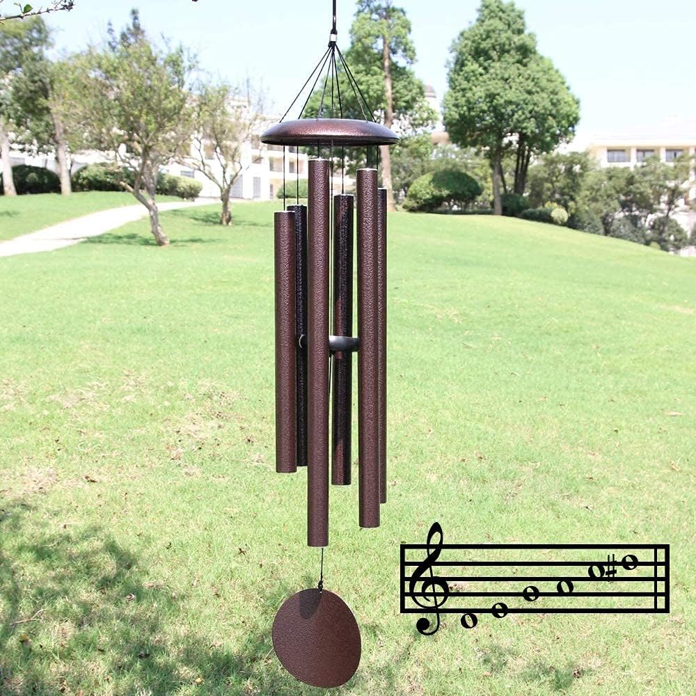 ASTARIN Outdoor Wind Chimes, 45 in Memorial Chimes with 6 Heavy Tubes, Large Deep Tone for Garden Hanging Decor, Sympathy Gifts. Bronze