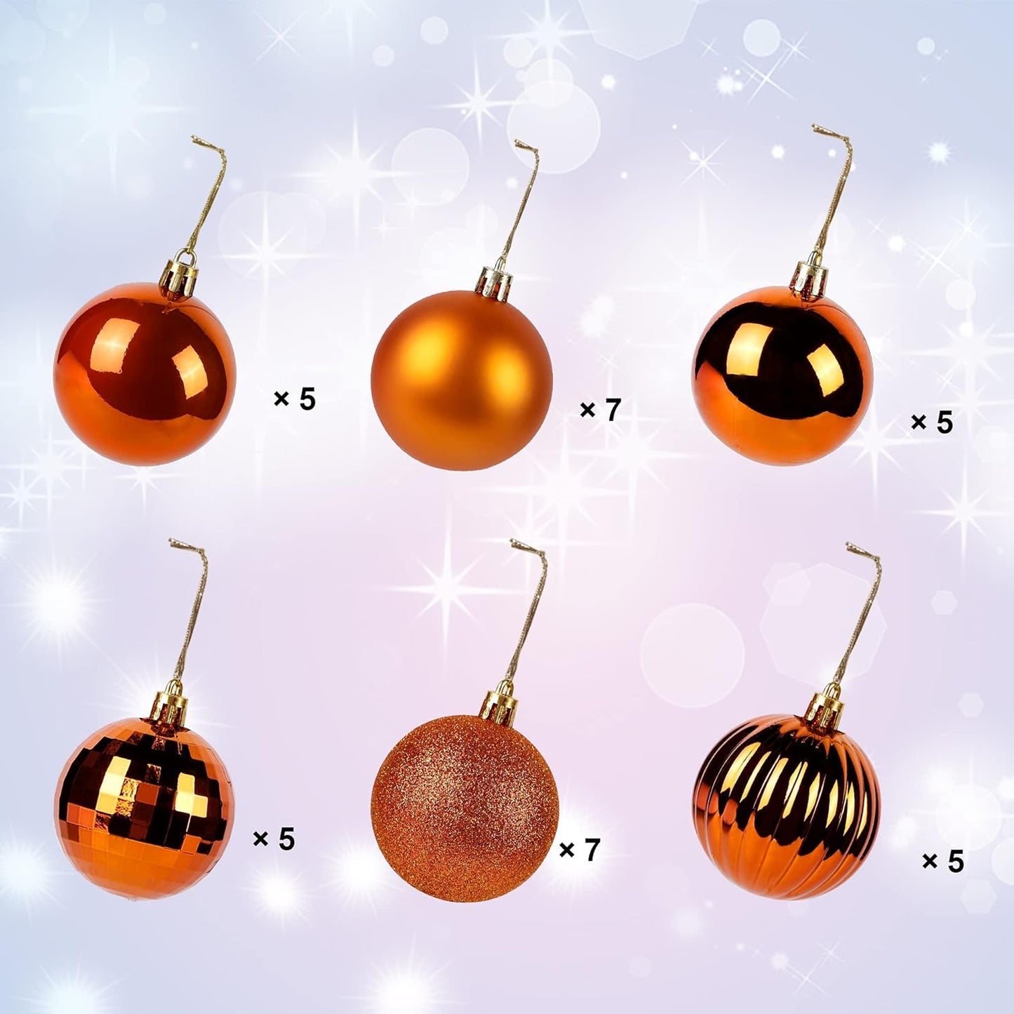 Lulu Home Halloween Ball Ornaments, 34 Ct 1.57" Pre-Strung Hanging Ornament Decorations, Shatterproof Plastic Balls for Holiday Party Wreath Garlands Trees, Orange