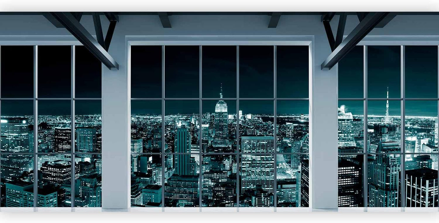 artgeist Wall Mural New York City 216x98 in - XXL Non-Woven Corner Wallpaper Fleece Angle Wall Decor Photo Print Picture Image Design Modern Night Window View Skyline Panorama c-A-0074-a-f
