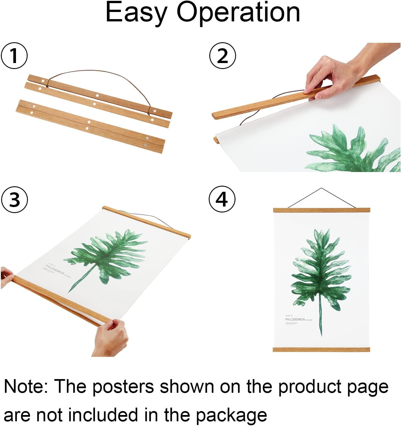 FALAMON Magnetic Poster Hanger Frame, 20x20 20x24 20x28 20x30 Teak Wood Magnet Poster Frame for Posters, Prints, Photos, Pictures, Maps, Scrolls, and Canvas Artwork