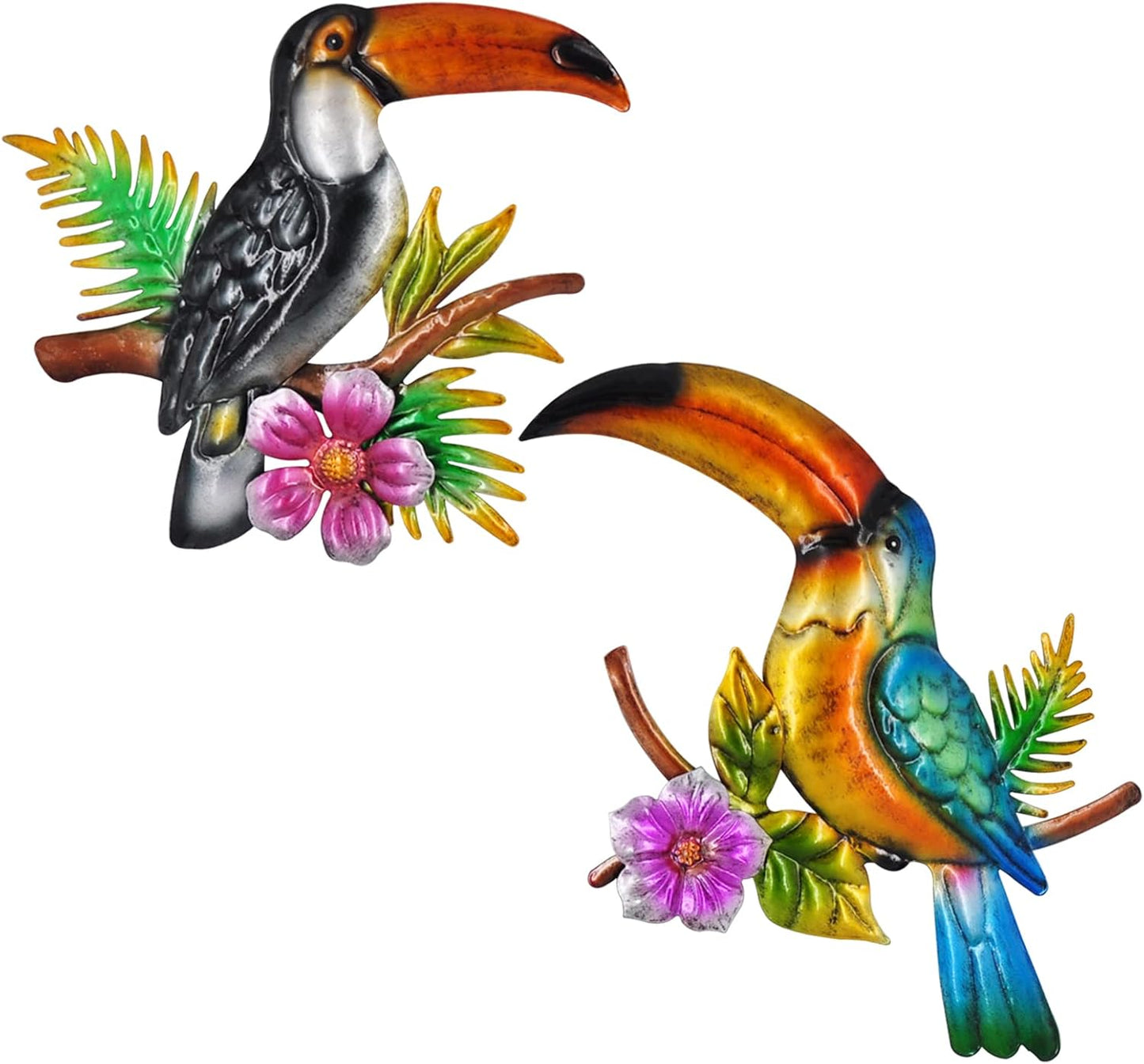 Metal Bird Wall Decor Toucan Tropical Outdoor Wall Art Suitable for Indoor and Outdoor Garden Fence Patio Decor.