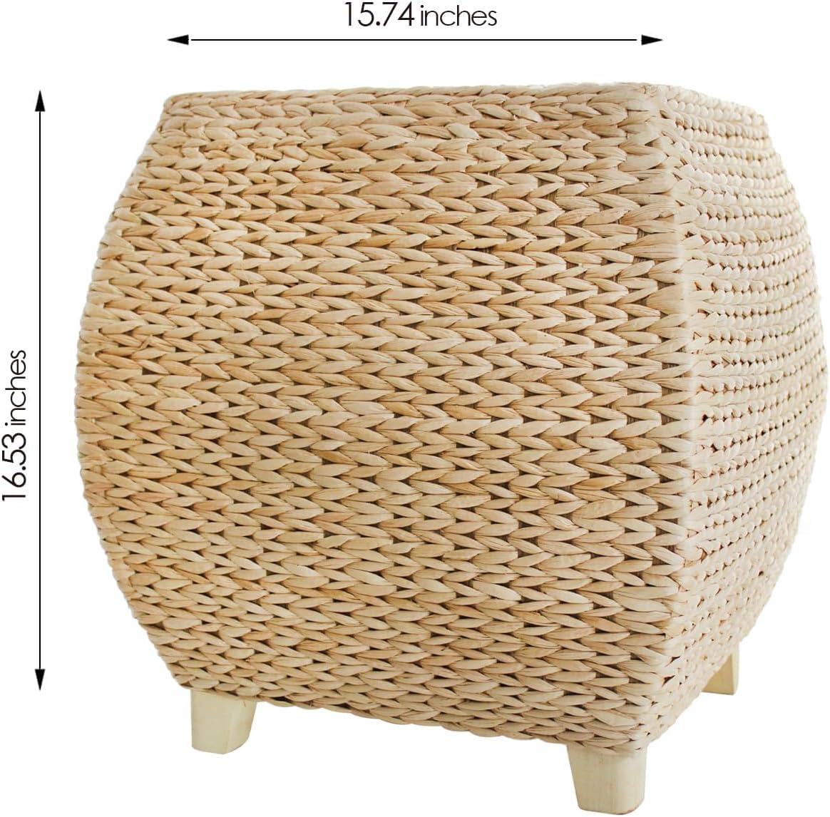 Square Poufs Ottoman,Hand Woven Natural Braided Cattail Ottomans Pouf for Patio,Home,Office,Living Room,Bedroom Indoor Outdoor Porch,Seagrass Footstool/Floor Accent Chair,Ottoman Foot Rest (Square)
