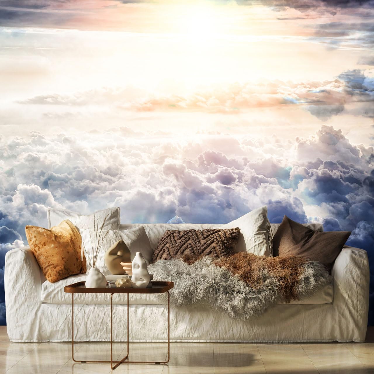 Daybreak Sunshine Cloud Wallpaper Large Wall Mural for Bedroom Livingroom (Not Peel n' Stick)