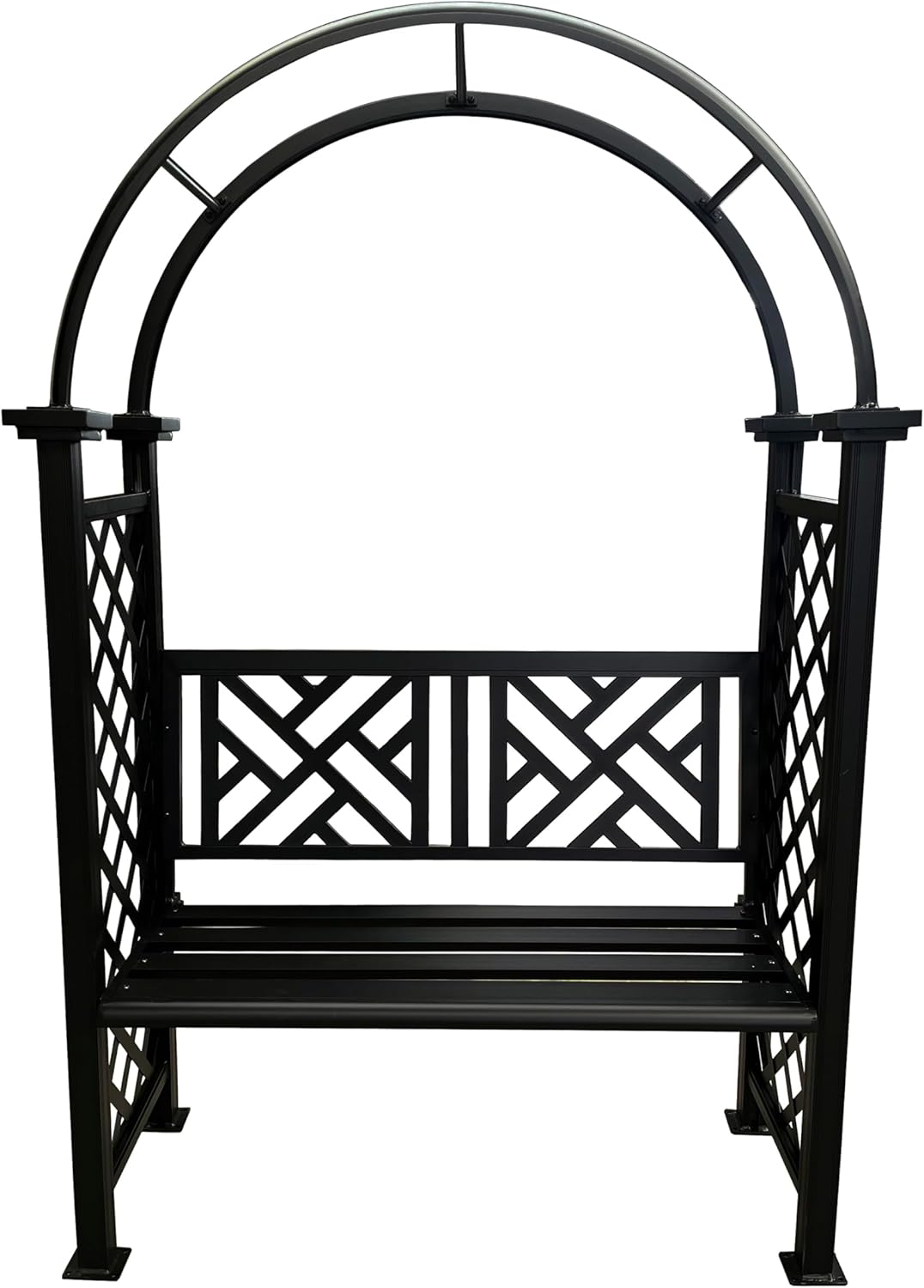 Black Aluminum Garden Arbor Arch with 2-Seater Bench
