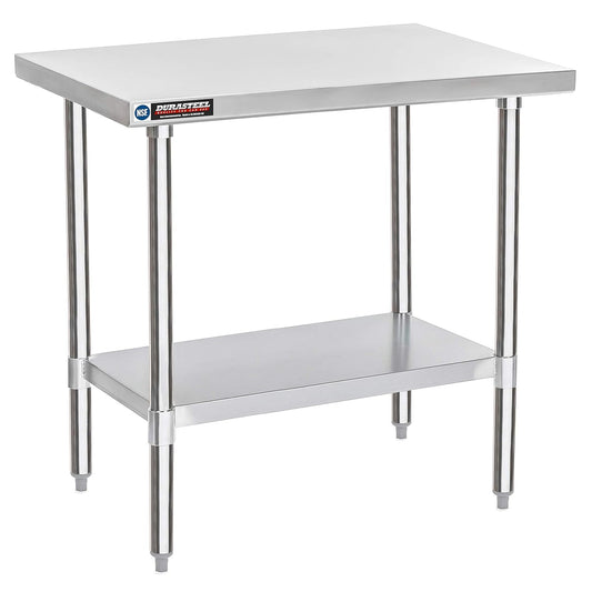DuraSteel 24x36 Stainless Steel Work Table - NSF Commercial Prep Metal Table - Outdoor Pizza Oven Stand w/Under Shelf - Kitchen Island Laundry Utility Garage Microwave Stand Large Rolling Storage Cart