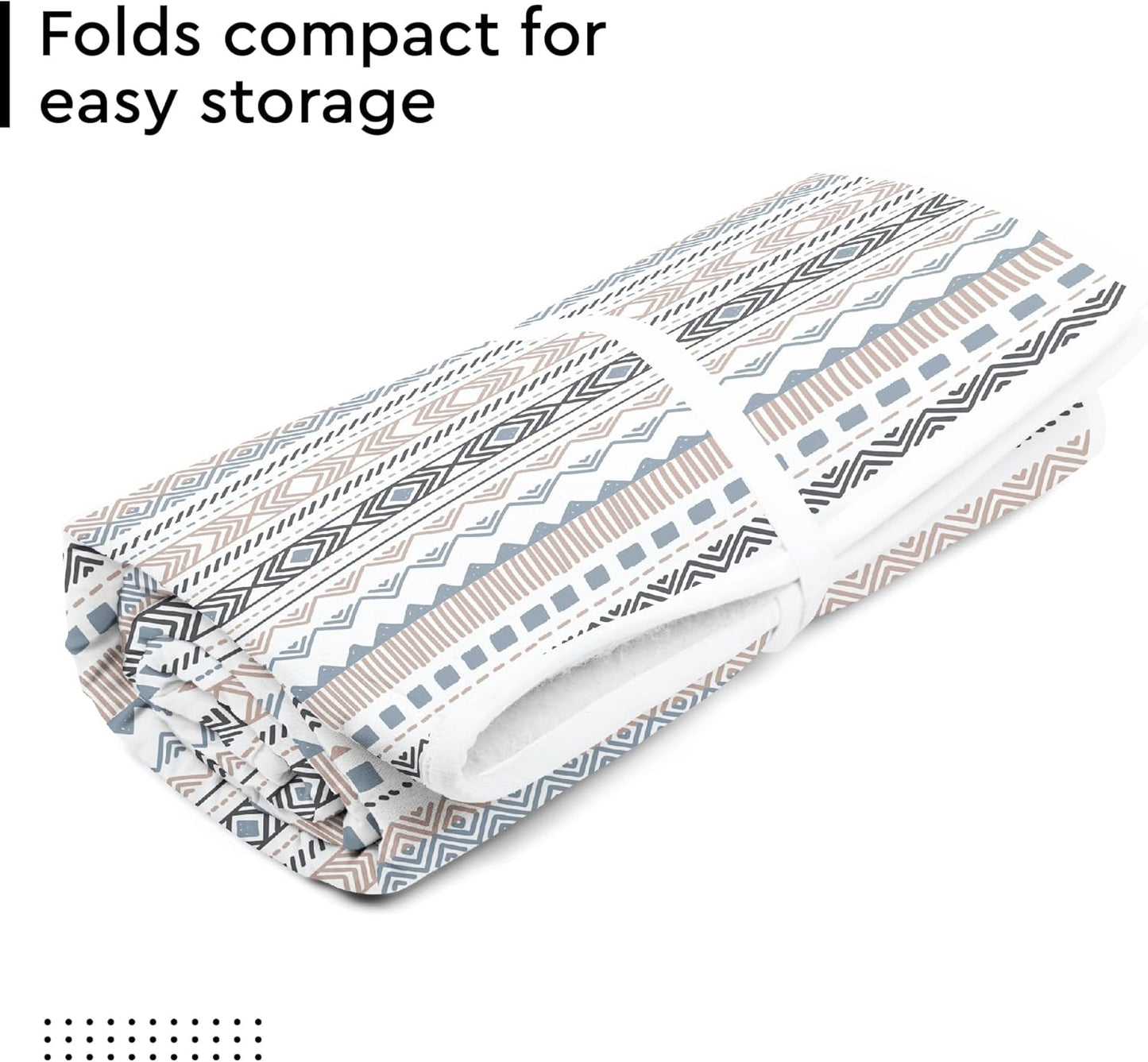 Encasa XO Ironing Mat/Pad (Large 48"x28") with 3mm Padding & Silicone Iron Rest for Steam Pressing on Tabletop or Bed - Heat Resistant, Portable, Quilting & Travel Blanket - Aztec