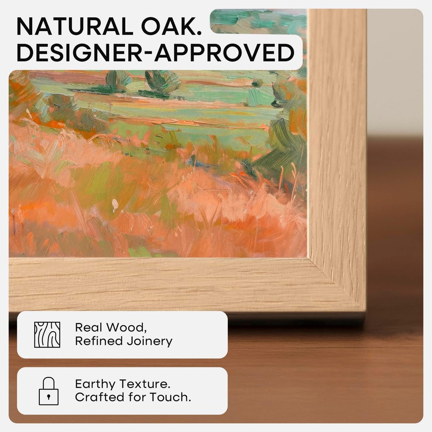 Homeforia 4x6 Picture Frame Wood, High End Natural Oak 4x6 Light Wooden Frames with Mat 3x5 for Photo, 4 x 6 Frame Matted to 3 x 5 Print, 6x4 Wall or Tabletop Frame, Tempered Glass, Wall Kit, Set of 1