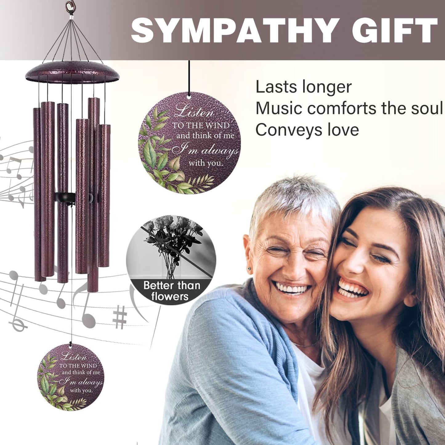 ASTARIN 36" Large Deep Tone Personalized Sympathy Wind Chimes, Memorial Wind Chime for Loss of Mother Father Loved One, Bereavement Gifts Decor Outdoor Patio Garden Graveyard