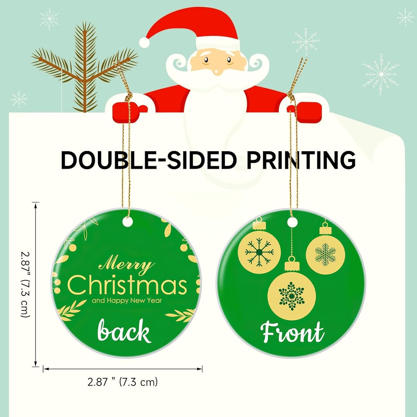 Personalized Christmas Ornaments 2025, Ceramic Custom Photo Text Hanging Ornament Customized Christmas Tree Decorations Gift for Family, Kids, Friends, Couples, Wedding