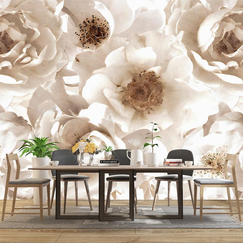 Floral wallpeper for Girls Bedroom Modern Flower Living Room Wall Mural - 160"x108"（Not Peel and Stick）