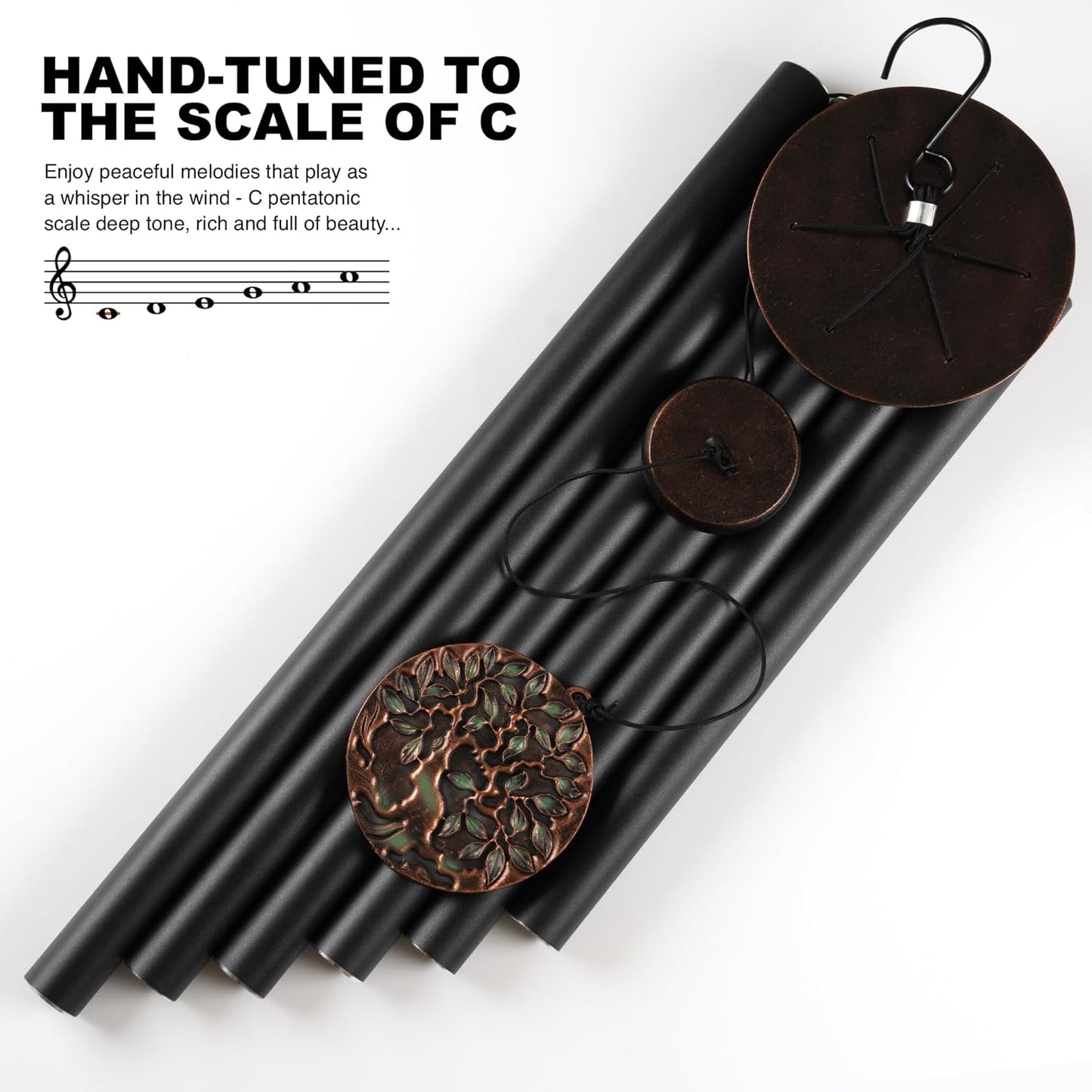 Vanquer Large Wind Chimes for Outside Deep Tone - 46'' Wind Chimes Outdoor Clearance, Memorial Windchimes, Sympathy Gift, Outdoor Décor, Patio, Home Décor, Vintage Black (46" Tree of Life)