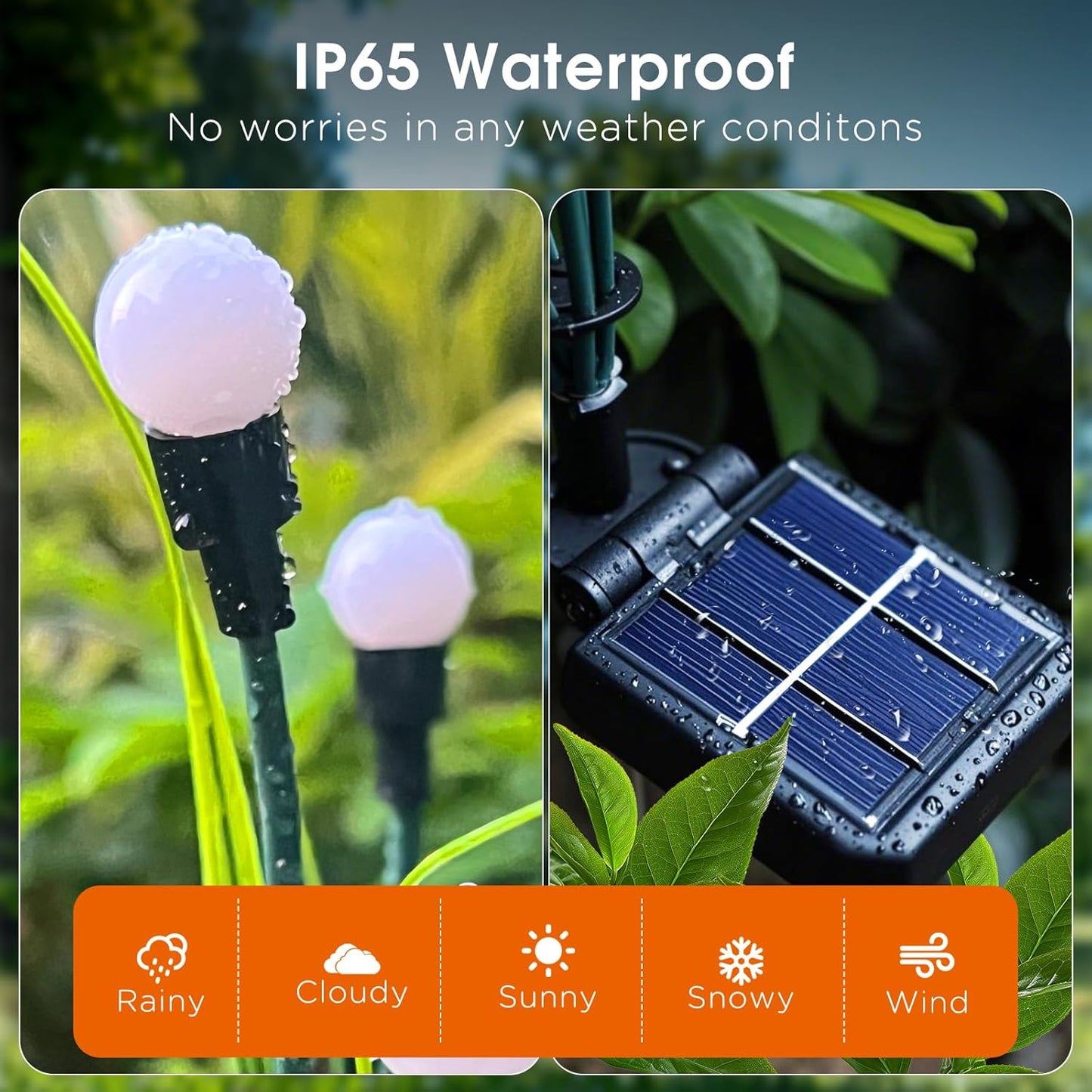 luckystyle Solar Garden Lights 4 Pack,2 Lighting Modes Fairy Lights with Artificial Green Leaves & Branches,32 LED Big Bulb Solar Lights Outdoor Waterproof Firefly Light for Yard Pathway Patio Decor