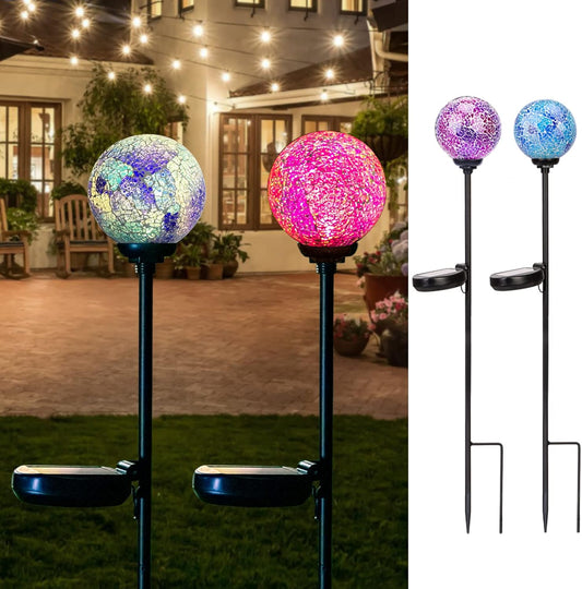 VCUTEKA Solar Garden Decorative Lights Outdoor, Mosaic Solar Light Waterproof LED Pathway Stake Light for Landscape Patio Yard Deck Walkway Decoration, 2 Pack