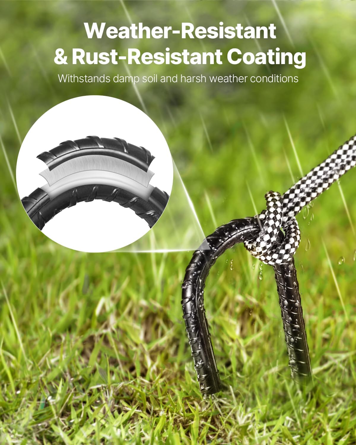 VEVOR Rebar Stakes, 12-Inch, Heavy-Duty 0.4 in Diameter J Hook, Galvanized Steel Ground Anchors with Chisel Point End & Rust-Resistant Coating, for Gardening Support, Fence, Camping Tents (16-Pack)