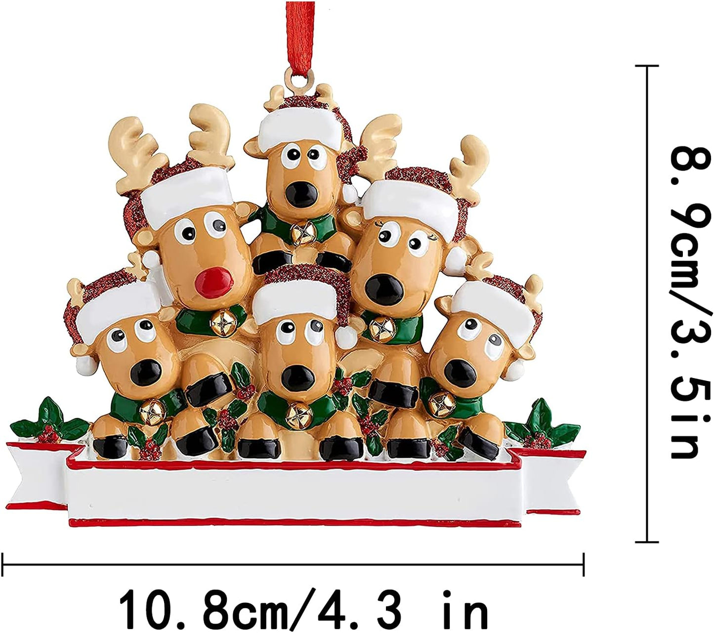 Personalized Deer Christmas Ornaments 2025 Family of 2,3,4,5,6,7,8 Custom Name Reindeer Xmas Ornament with Text,Customized Christmas Decoration Gifts - Family of 4