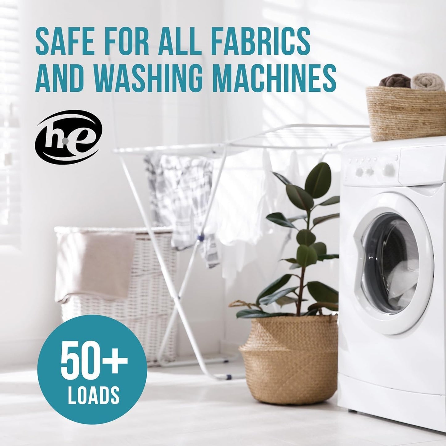 Laundry Detergent Liquid, Unscented, 50+ Loads, Concentrated, Non toxic, Plant Based Enzyme Cleaner, Phosphate & Paraben Free, Long Lasting Luxury Clean, Scent Free, 32 oz Recyclable Bottle