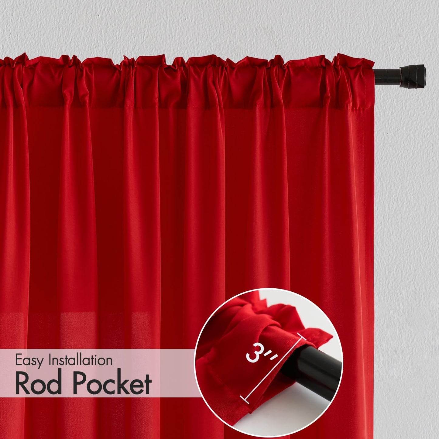 MIULEE Red Privacy Sheer Curtains That Let Light in 84 Inches Long Non-See-Through Semi Sheer Curtain Light Filtering Window Curtains Christmas Drapes for Living Room Bedroom 2 Panels Set 42 X 84