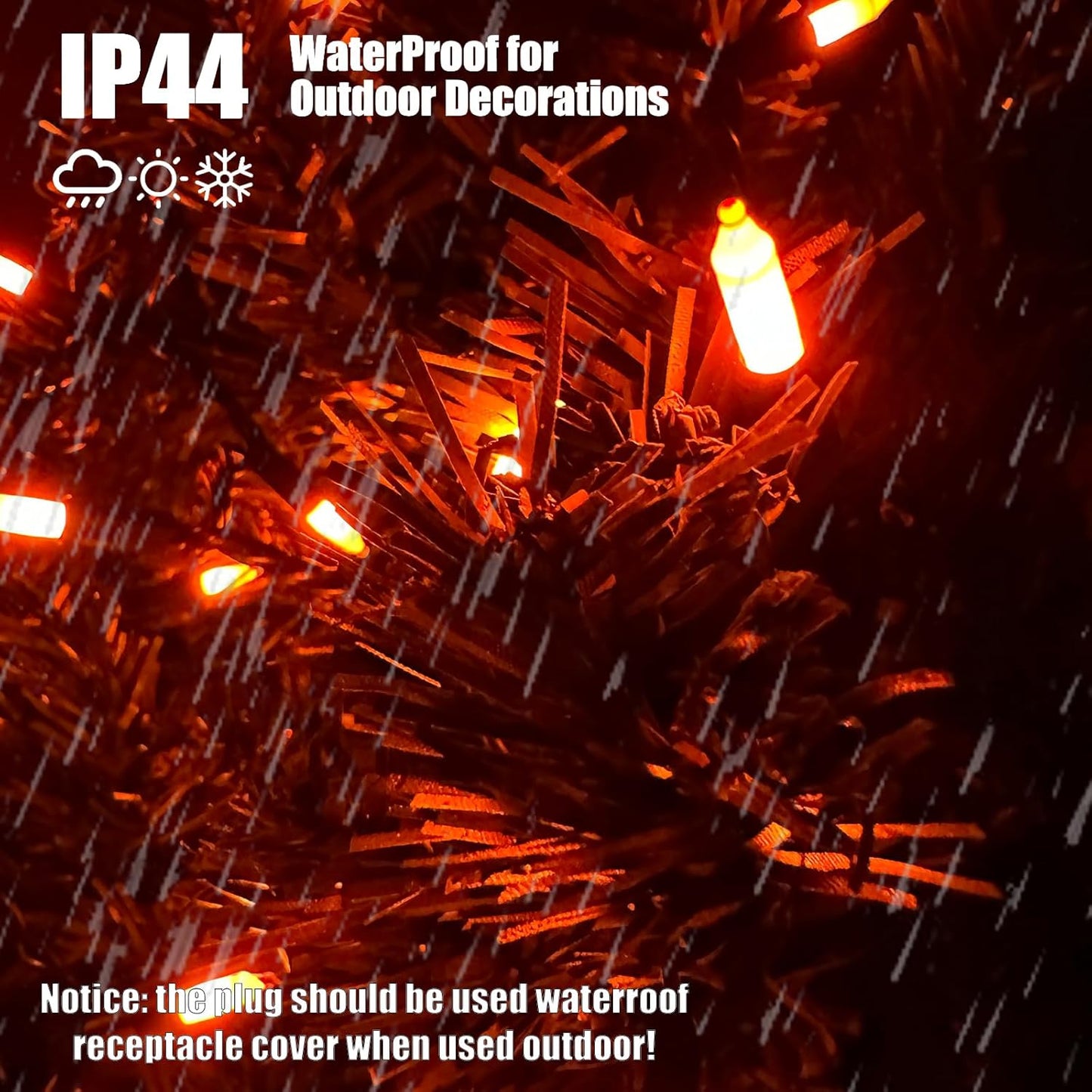 HISHINY Orange Halloween Lights,100 Count Incandescent Lights String with Black Wire,Ideal Outdoor Indoor Halloween Decorations Lights for Patio Home Party,UL Certified (21feet)