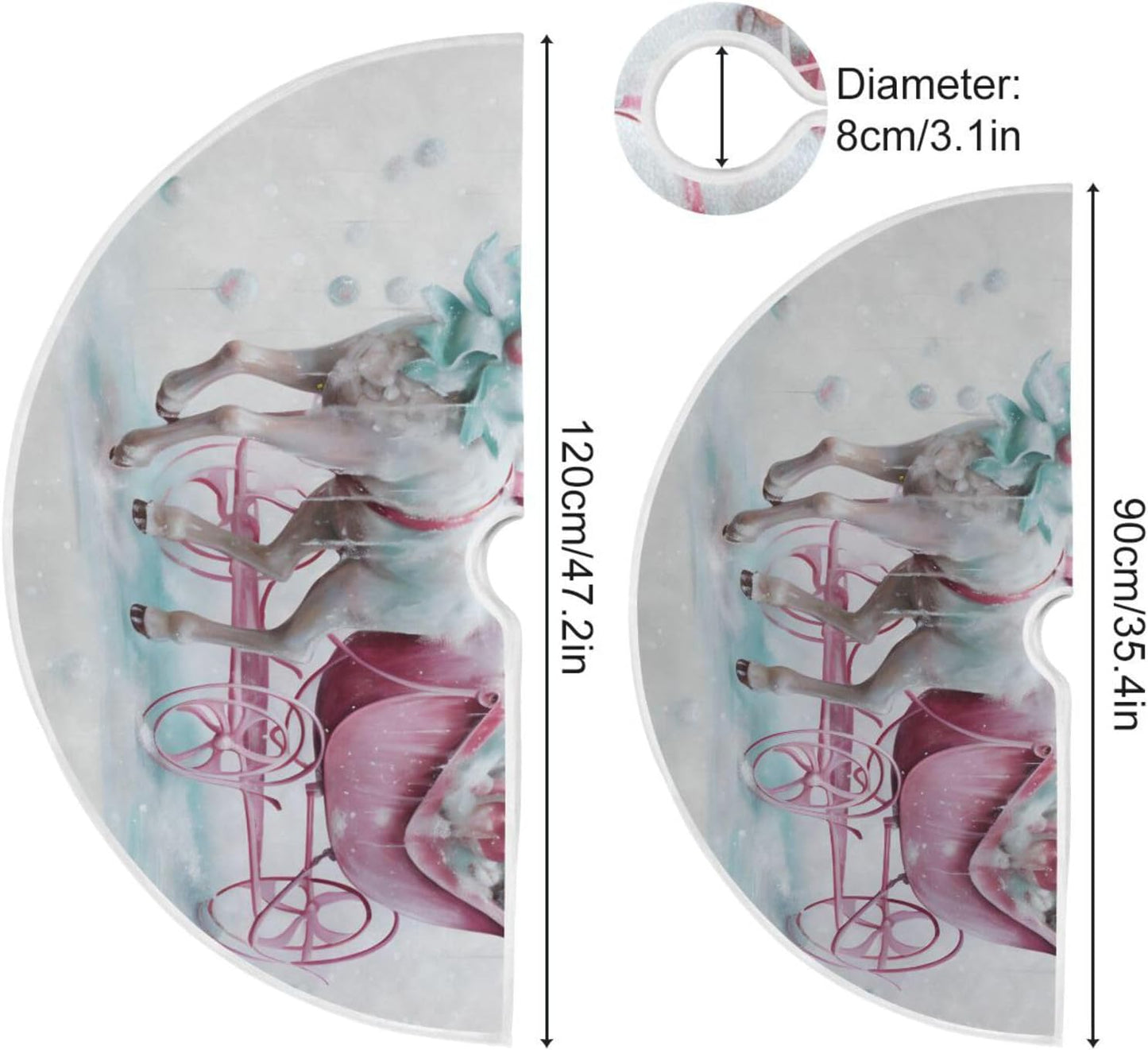 Christmas Tree Skirt - 36 Inch Santa Claus Pink Reindeer Xmas Tree Mat for New Year Party Decorations