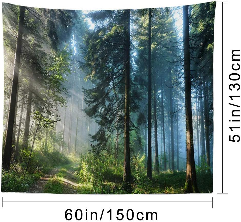 Llamazing Forest Tapestry Home Decor Landscape Tapestry Living Room Bedroom Decoration Magic Curtain (Morning Forest, 60''L×51''W)