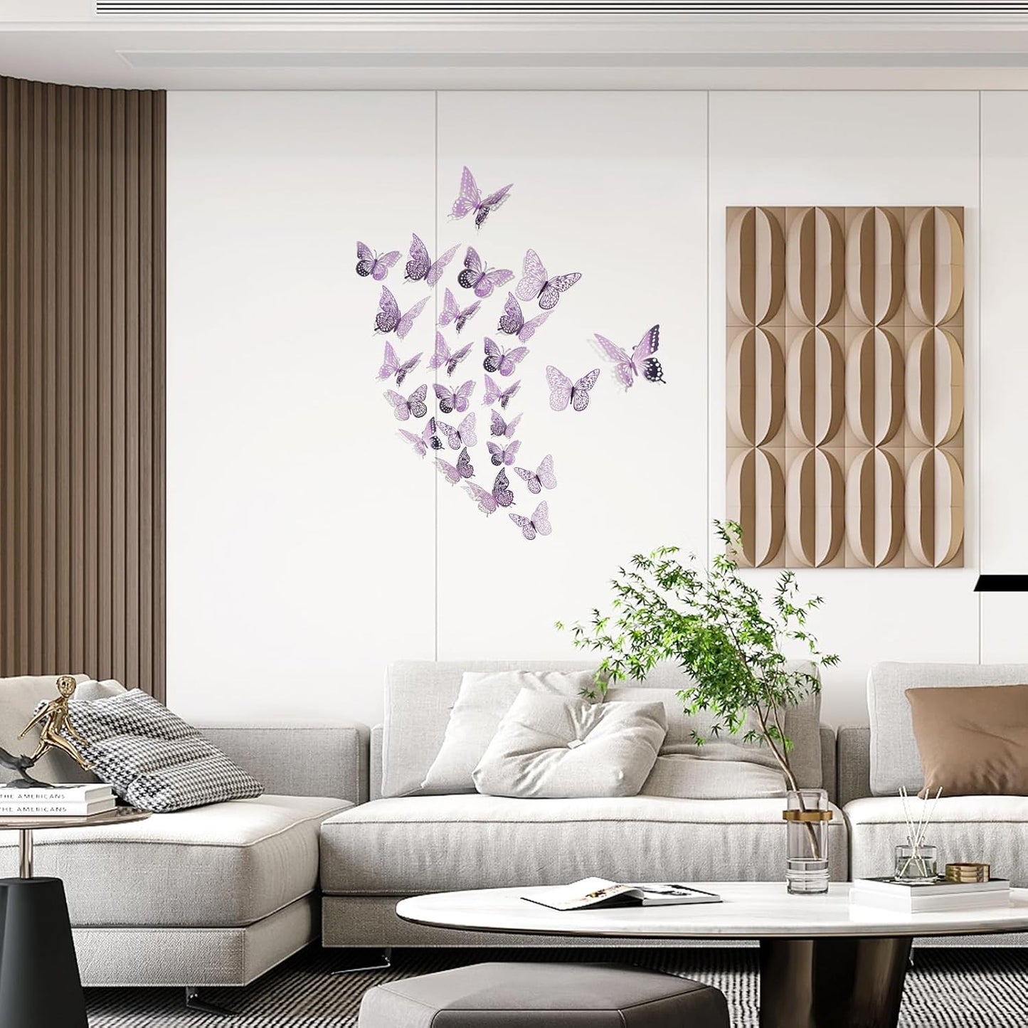 SAOROPEB 3D Butterfly Wall Decor - 48 Pcs, 4 Styles, 3 Sizes, Removable Stickers for Birthday & Party Decorations (Lavender)