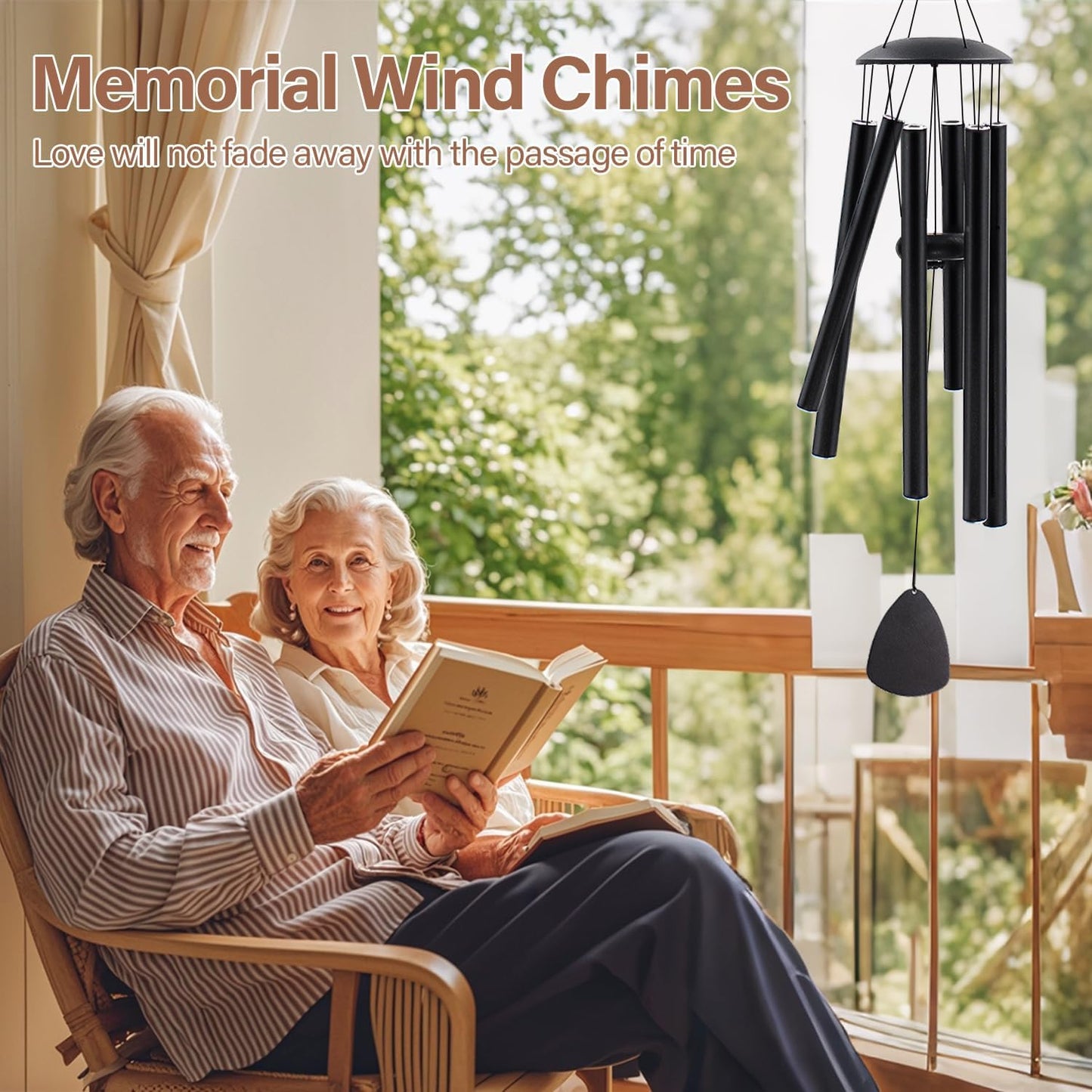 Wind Chimes for Outside, Large Aluminum Wind Chimes – Deep Tones & Soothing Melodies Ideal for Garden, Patio Decor, and Windchimes Outdoors for Loss of Loved One (32'' Black)