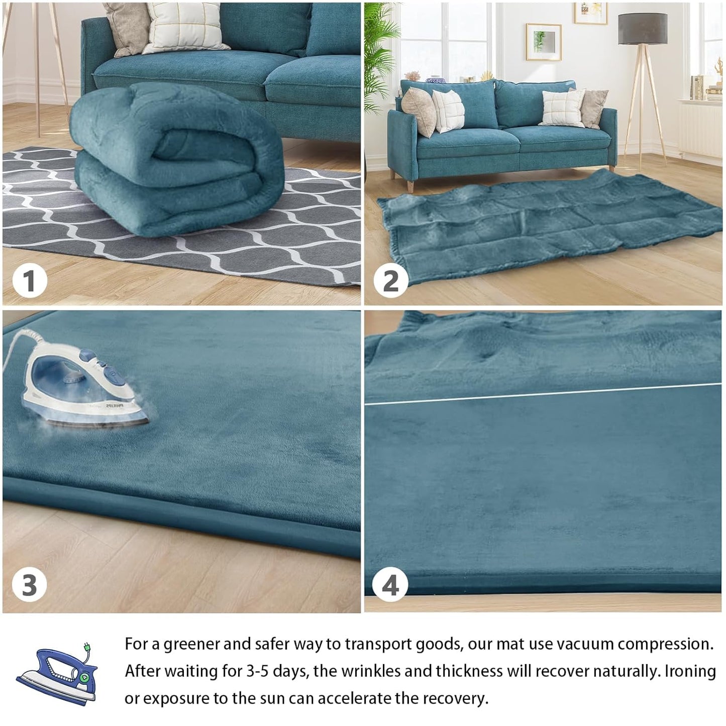 Baby Play Mat for Floor Tummy Time Mat Nursery Muscle Area Playroom Rug Tatami 79"x138" Memory Foam 1.3" Thick Crawling For Babies,Toddlers, Infants, Kids,Floor(Green)