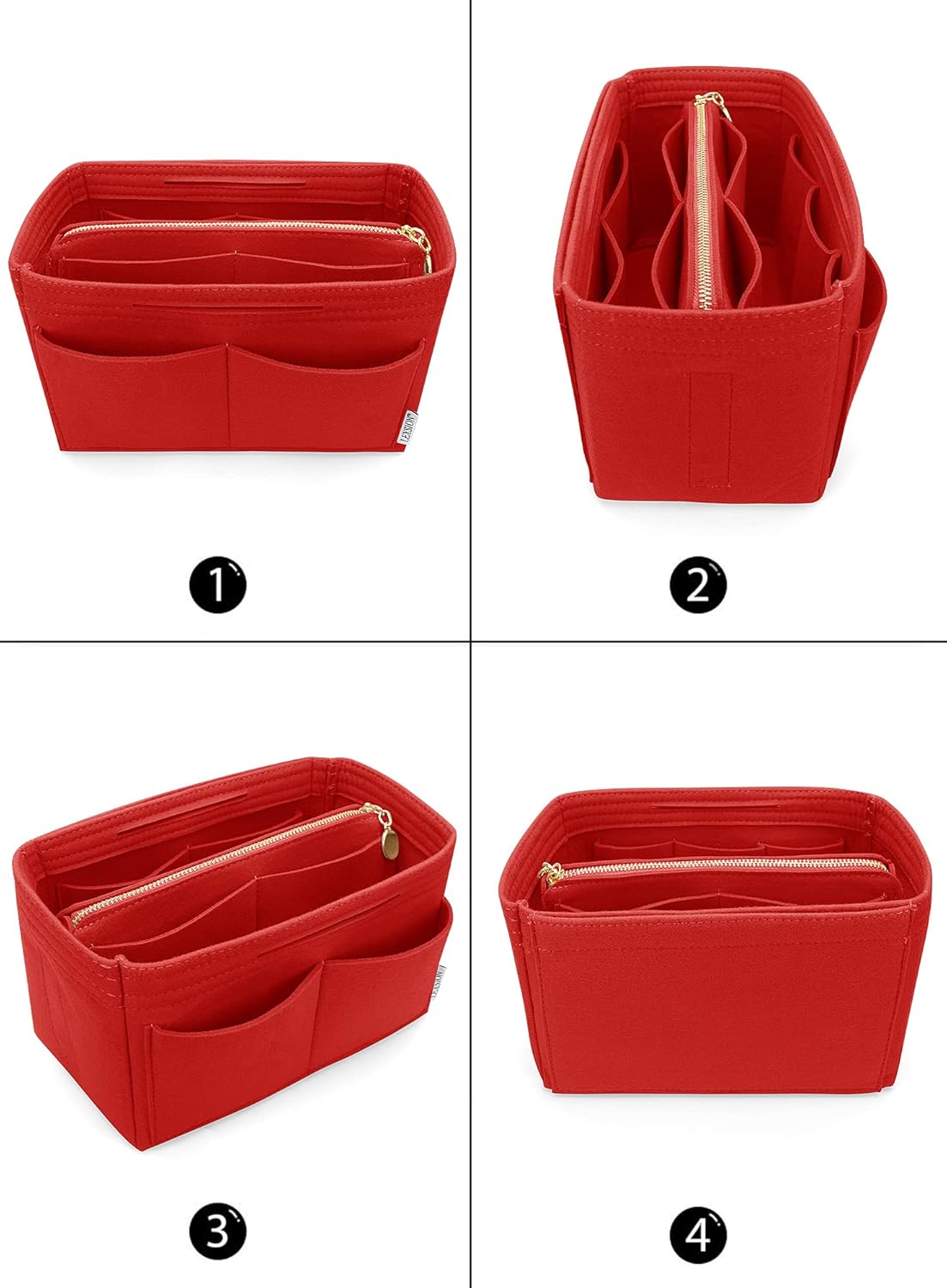 LEXSION Felt Purse Bag Organizer Insert with zipper Bag Tote Shaper Fit Speedy Neverful PM MM