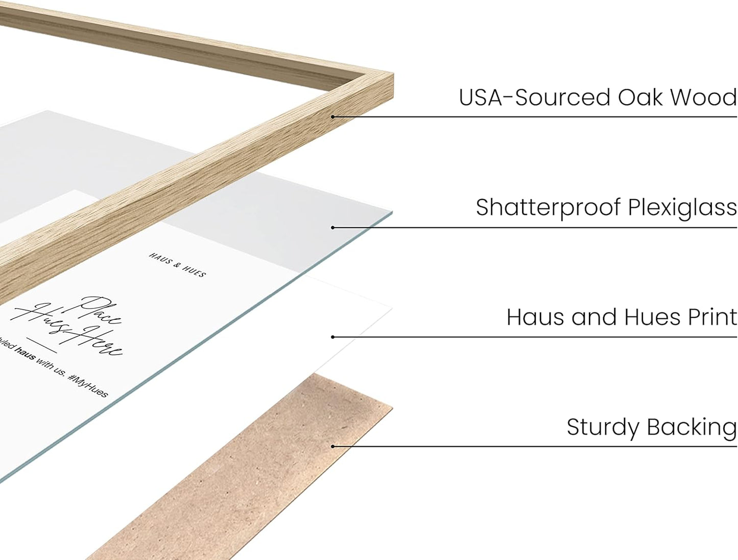 Haus and Hues 18x24 Natural Oak Wood Picture Frames Set of 25 - Premium Bulk Picture Frames 12x16 Bundle - Elegant Gallery Wall Frame Set for Posters, Art Display - Ideal for Wall Decor in Home &