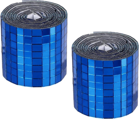 MECCANIXITY Self Adhesive Glass Mirror Mosaic Tiles 3200 Pcs 5 x 5 mm Disco Tiles for Craft Decoration Glass Mirror Disco Ball Blue 2 Pcs
