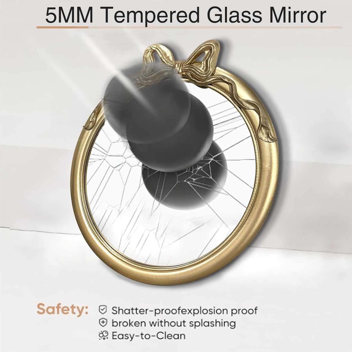 27x27 inch Bow Mirrors for Wall, Round/Circle God Decorative Wall Mounted Mirror, Irregular Mirrors Suitable for Bedroom, Hallway, Living Room Decoration, Bathroom Sink