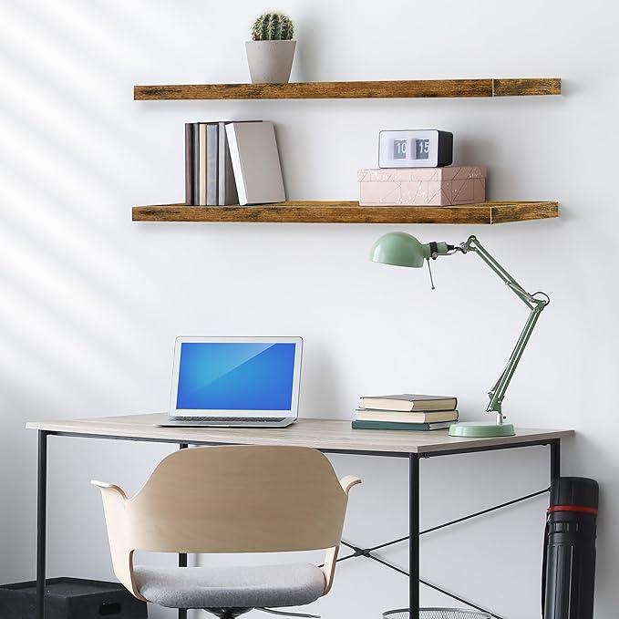 Sorbus Floating Shelves for Wall - 48 Inch Long Bathroom Shelves, Wall Decor for Bedroom, Kitchen, Living Room & Book Storage - Mounted Floating Shelf with Invisible Brackets (Rustic Brown, 3 Pack)