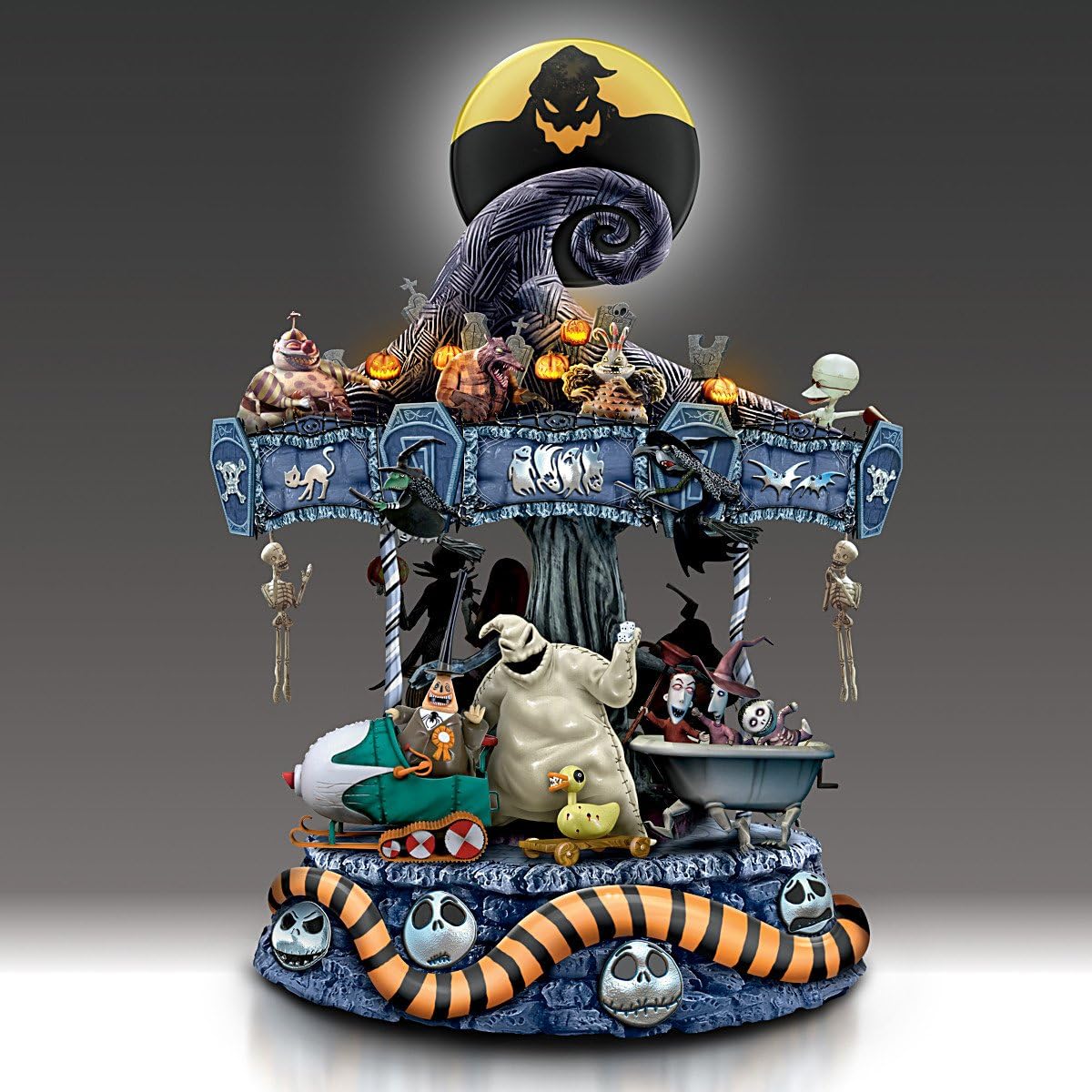 Tim Burton's The Nightmare Before Christmas Rotating Musical Carousel Sculpture: Lights Up