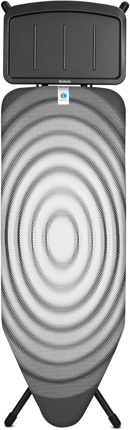 Brabantia - Ironing Board C - Extra Large Steam Unit Holder - Adjustable in Height - Non-Slip Rubber Feet - Cotton Cover with Foam Layer - Foldable XL Unit - Titan Oval - 49 x 18 inches