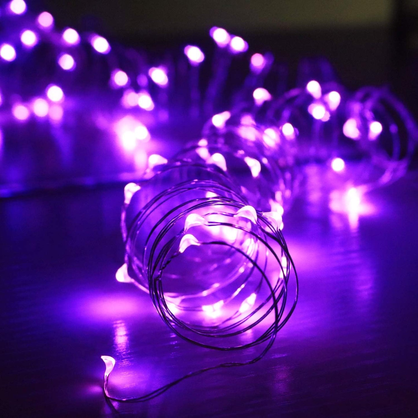 OakHaomie 6 Pack 10ft(3m) LED Starry String Lights 30 Micro LEDs on Silvery Copper Wire,2pcs CR2032 Batteries Required and Included,for DIY Wedding Christmas Centerpiece Table Decorations (Purple)