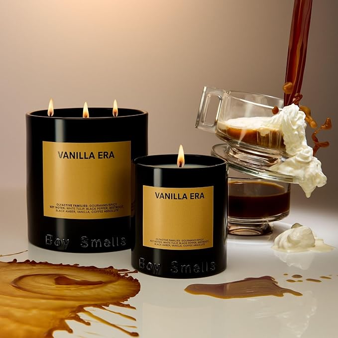 Boy Smells - Vanilla Era Scented Candles for Men and Women - 8.5 oz - Soy, Coconut Wax Candle Blend - Aromatic Candles for Home with Black Amber, Coffee, Incense - 50-Hour Burn - Cotton Wick
