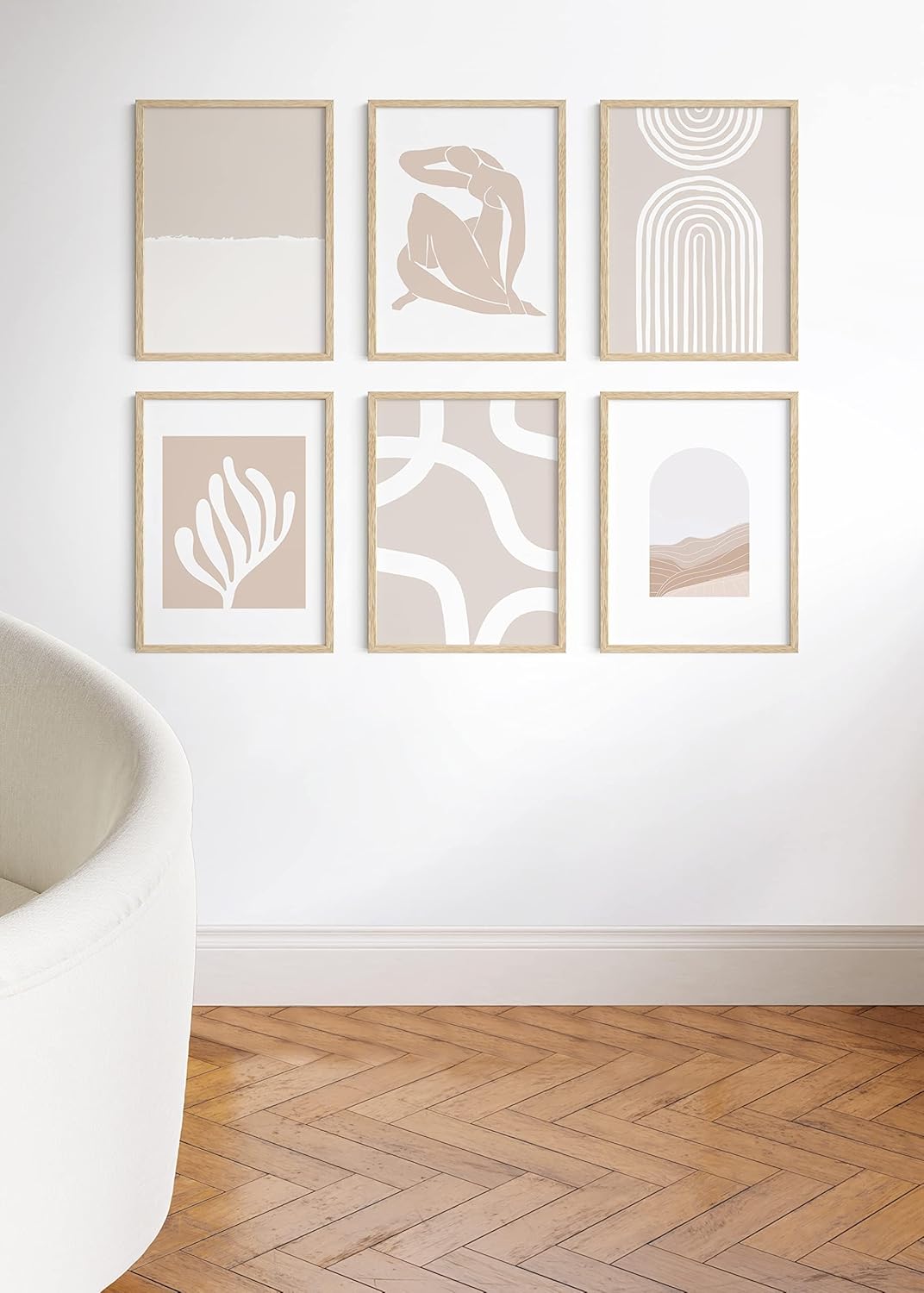 HAUS AND HUES Beige 18 x 24 Poster Frame Set of 9-18 x 24 Picture Frame, Wall 18x24 Frame, 18x24 Wood Frame, 24x18 Poster Frame, Wooden Picture Frame 18 x 24, Art 18 x 24 Frame (Beige Oak Frame)