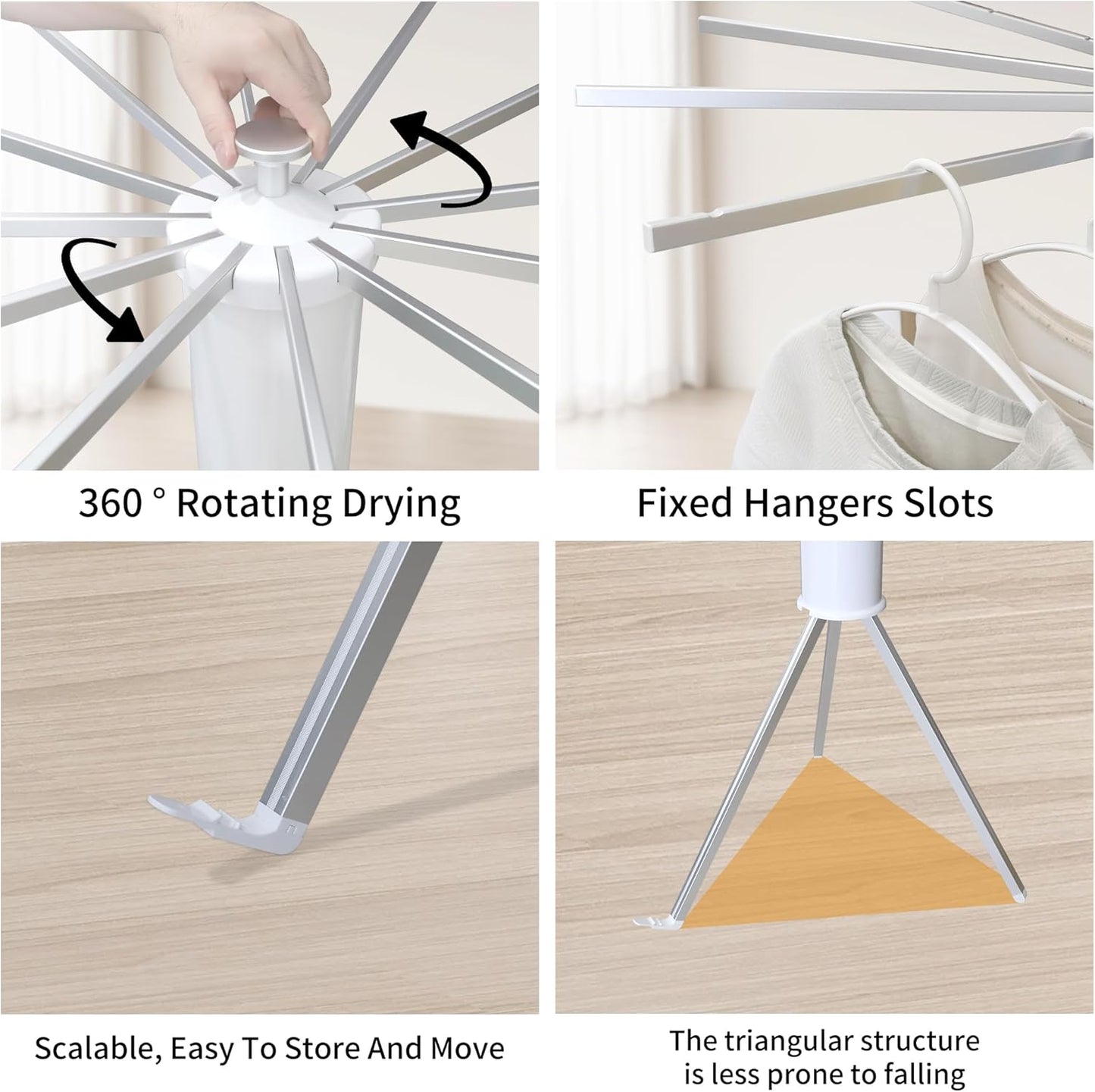 Clothes Drying Rack Tripod, Portable & Foldable Laundry Hanger Dryer - Aluminum, 12 Rods