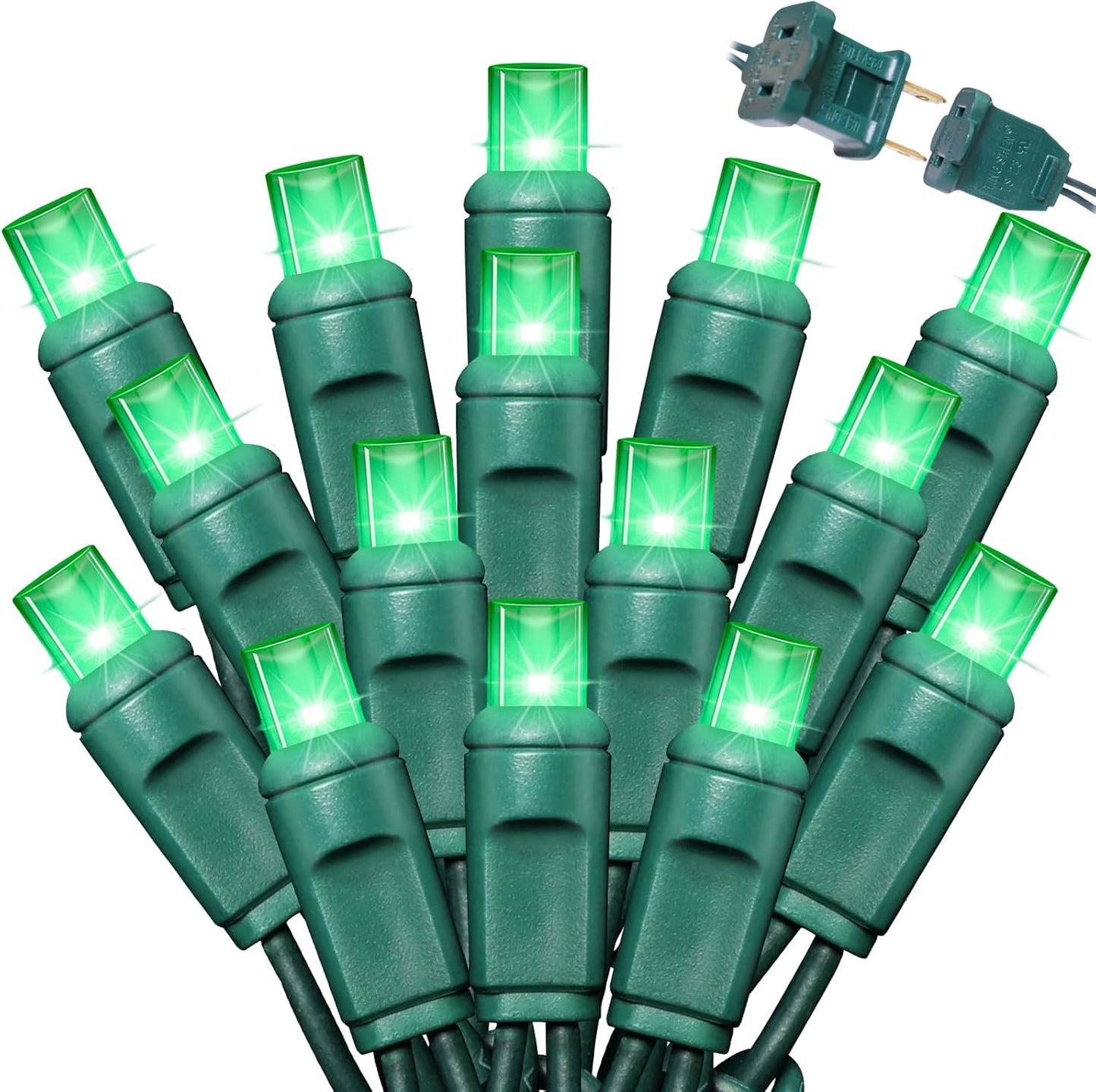 600LED (12pk of 50L) String Lights,LED Christmas Lights, 6" SPACING,Green Wire,Green