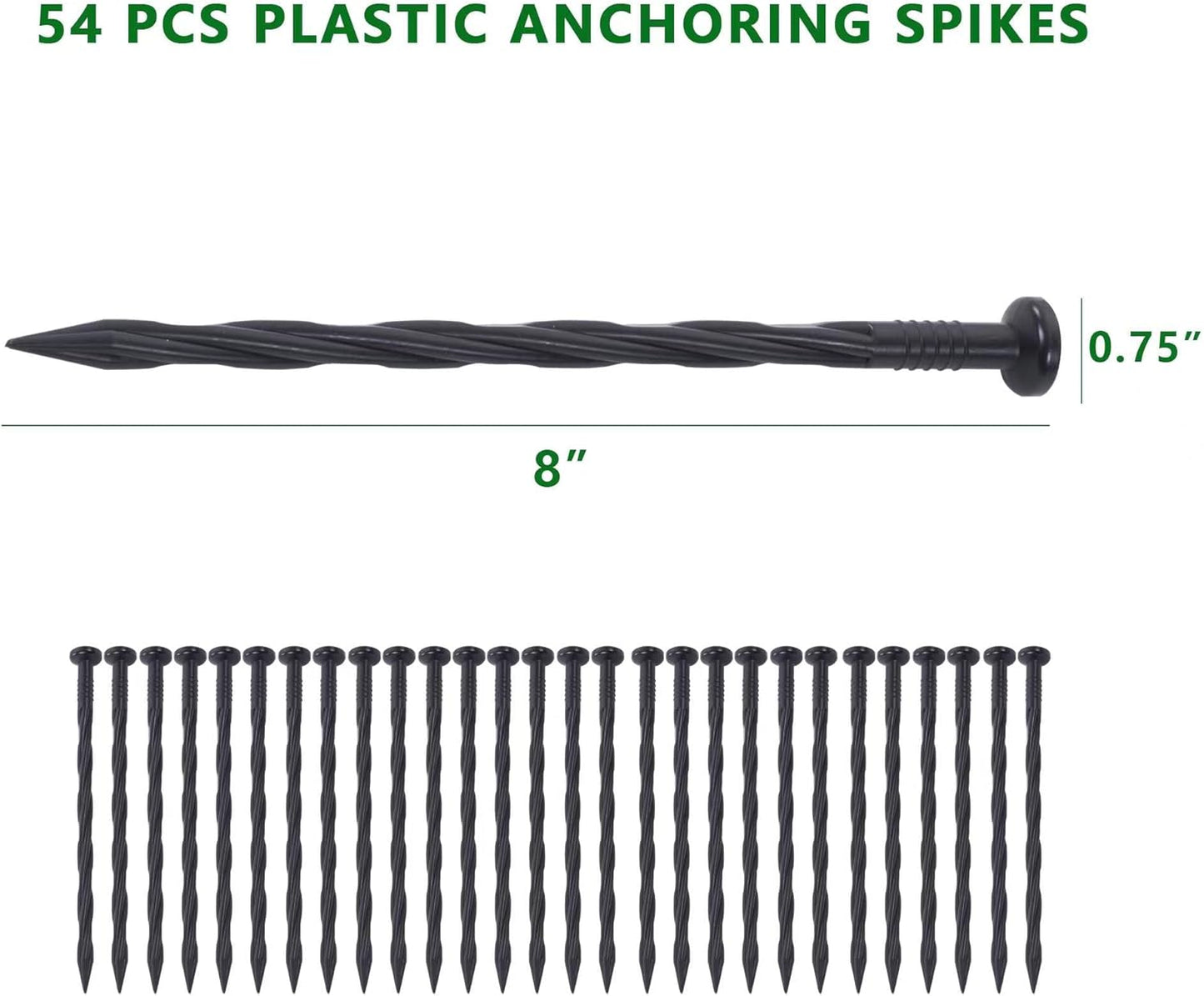 No Dig Landscape Edging Kit 60FT 2IN Tall with Scissors, Heavy Duty PP Material Garden Edging with 54 Anchoring Spikes, Edging for Landscaping, Garden, Black