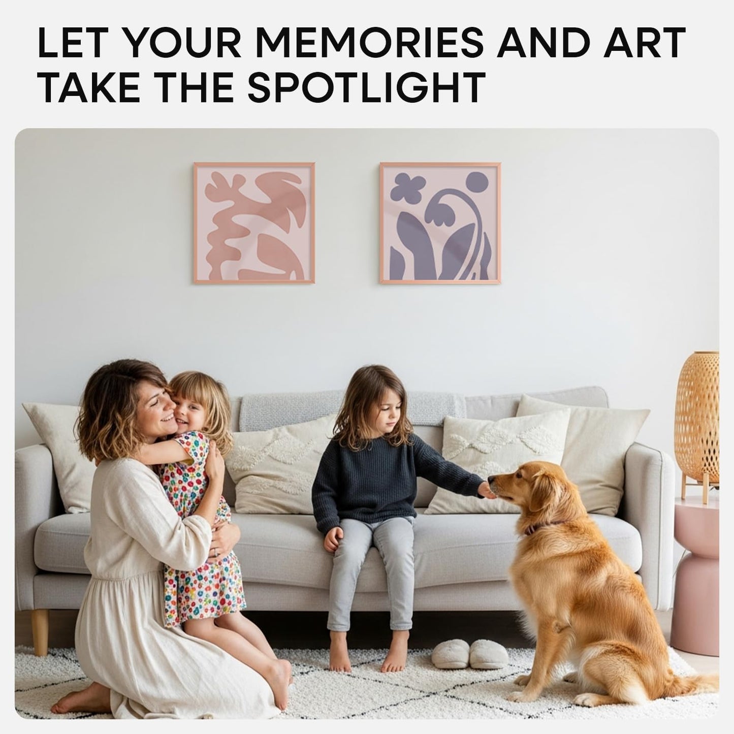 Homeforia 14x14 Picture Frame Rose Gold, High End Metal 14 x 14 Square Poster Frame with Mat 12 x 12 Photo, 14x14 Frame Matted to 12x12 Print, 14by14 Hanging Frames, Tempered Glass, Wall Kit, Set of 1