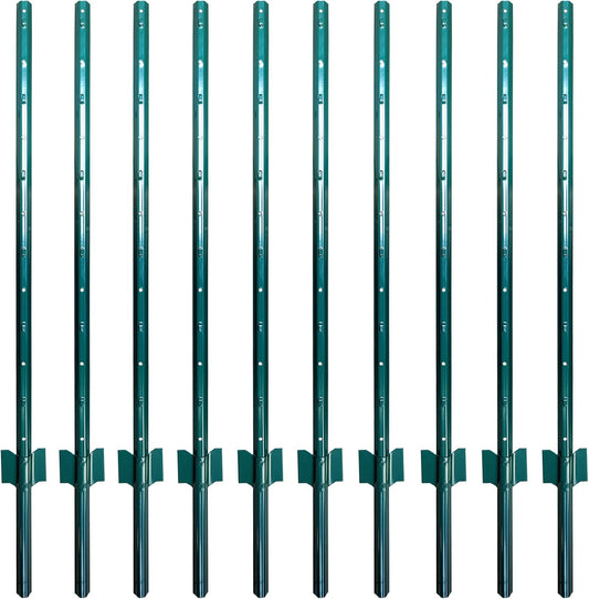 ARIFARO Fence Posts 4 Feet Sturdy Duty Metal Fence Post, Pack of 10, No Dig Garden U Post for Wire Fencing Steel Post for Yard, Outdoor Wire, FP-4FT