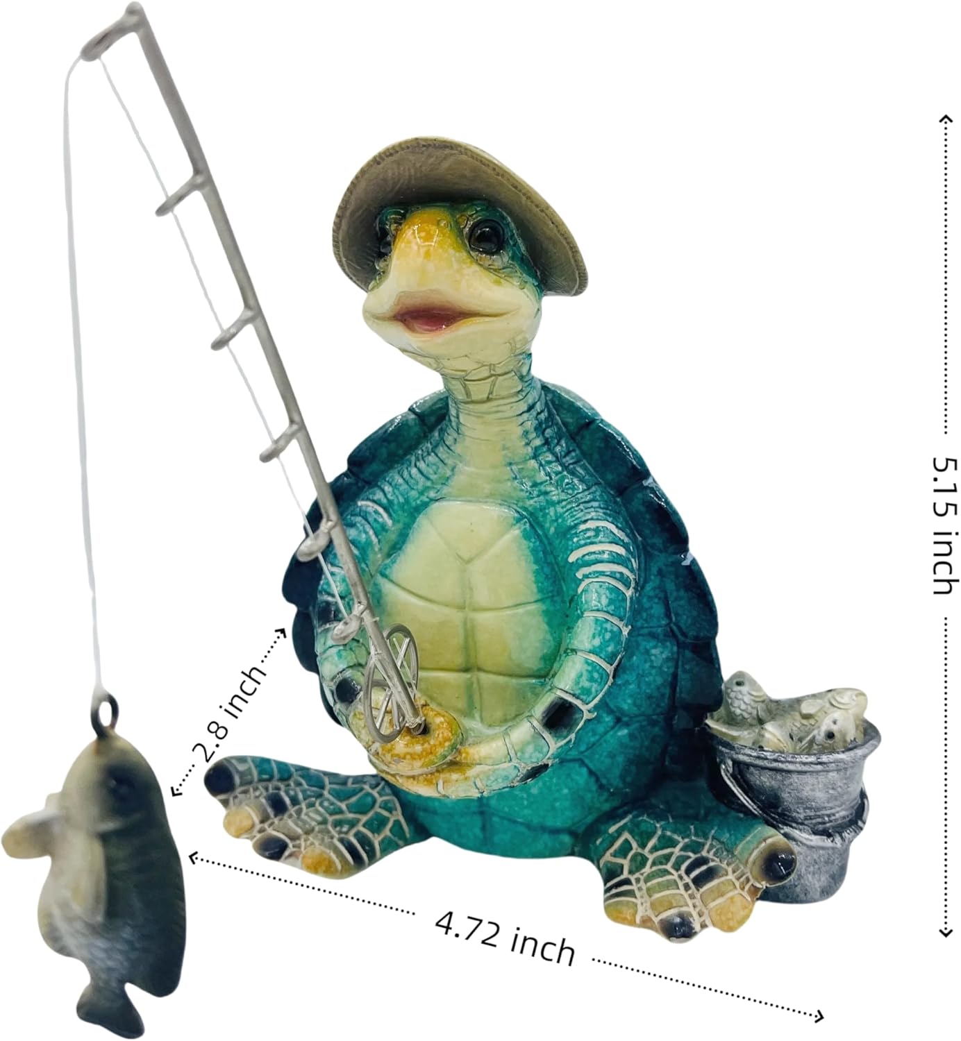 Turtle Fishing Decor, Summer Garden Statues, Nautical Coastal Beach Decorations, Home Office Decor Gifts, Bookshelf Desk Bathroom Tabletop Statue Ornament (Turtle Fishing)