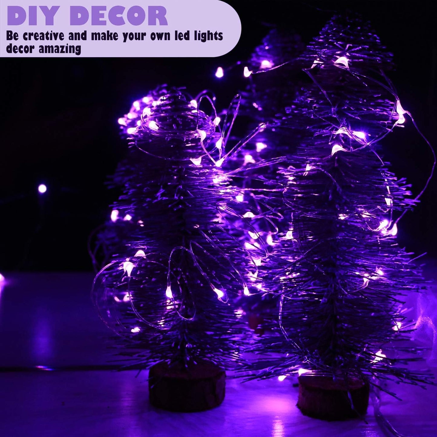 6 Pack 7Feet Starry String Lights,Fairy String Lights 20 Micro Starry Leds On Silvery Copper Wire 2pcs CR2032 Batteries Included,Works for Wedding Centerpiece,Party,Christmas Table Decor (Purple)
