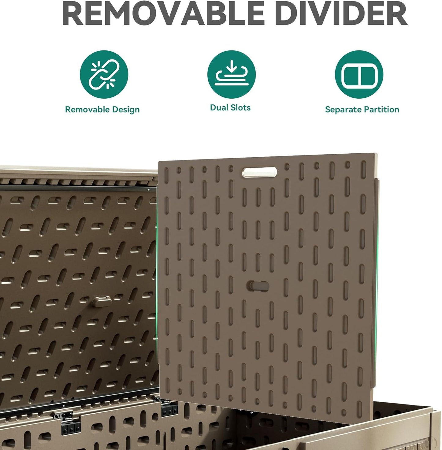 YITAHOME 260 Gallon Double-Wall Deck Box with Divider & Side Handles, Outdoor Large Storage for Patio Furniture Cushions, Garden Pool Accessories, Water Resistant & Lockable