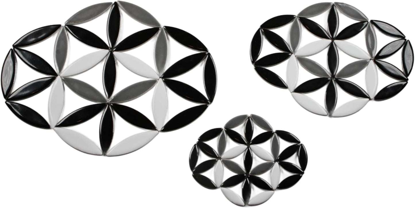 VerzTile Mosaic Tiles for Crafts - Petal Shaped Ceramic Tile Craft Hobbies & Art Projects 39 Color Options Endless Creativity DIY Design (Black White & Gray)